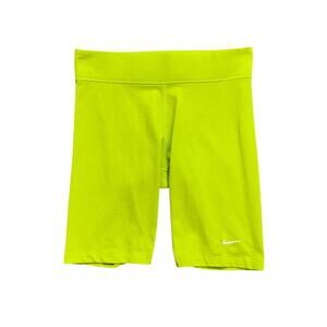Nike Shorts Womens M Medium Acid Lime Sportswear Essential Pull On 10 Inch Biker